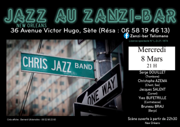 Concert de jazz new Orléans au zanzi -bar à Sete 