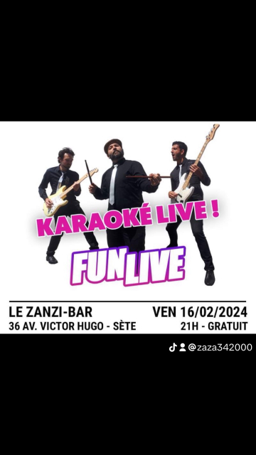 Karaoke en live vendredi 16 février à 21 h au zanzi -bar sete 
