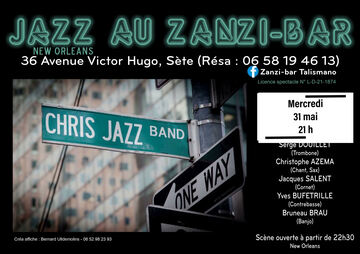Jazz New-Orléans au zanzi -bar à Sete à 21 h