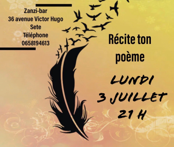 Poésie libre au zanzi -bar à Sete à 21 h