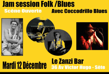 Scène ouverte au zanzi -bar Sete 21 h