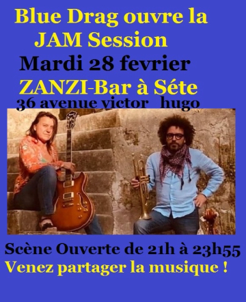 Scène ouverte du zanzi-bar à Sete à 21 h