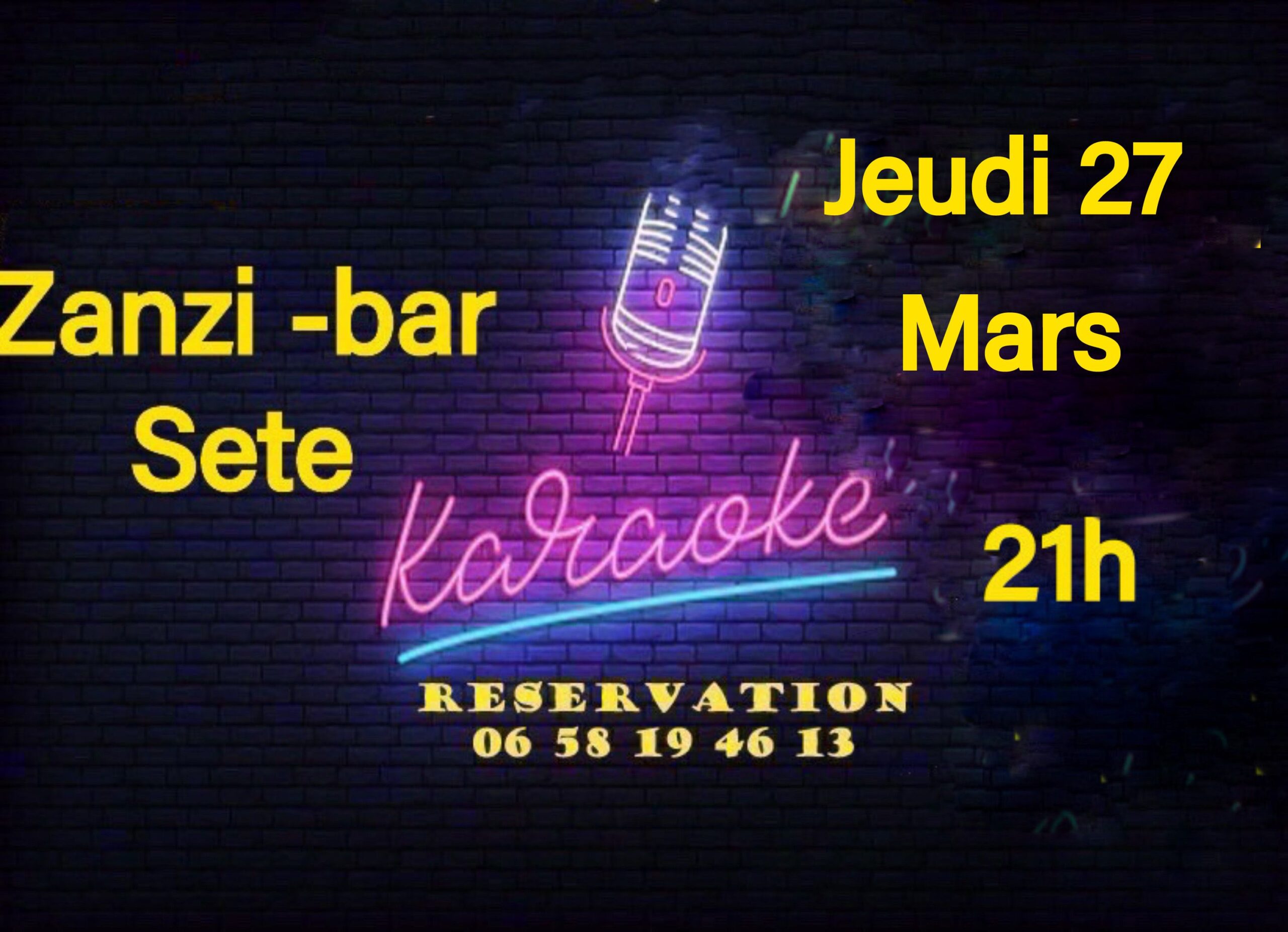 Karaoke dansant jeudi 27 mars au zanzi-bar à sete 21 h