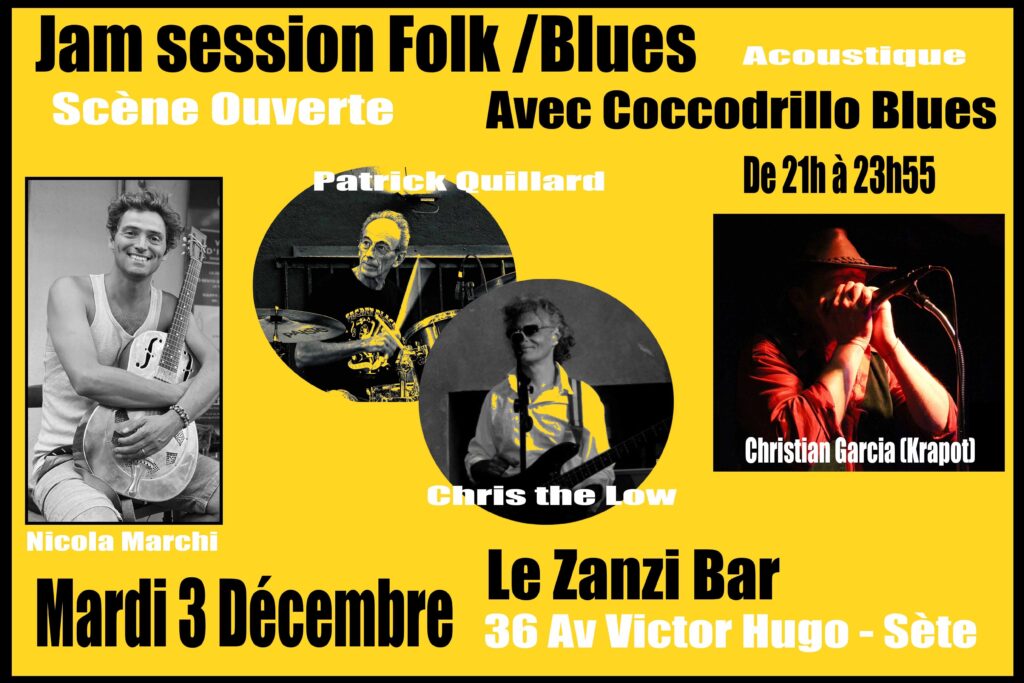 Scène ouverte au zanzi-bar à sete a 21 h