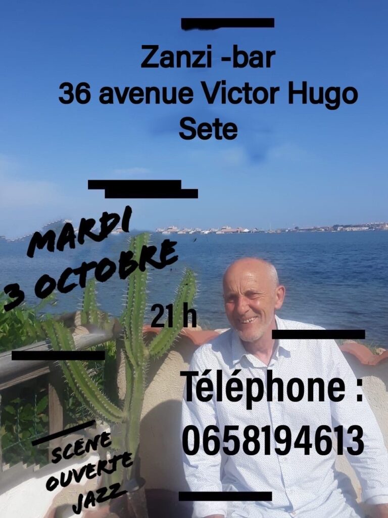 Scène ouverte au zanzi -bar à Sete