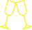 Toast de Champagne Pixel Art : Icône de Fête Jaune Silhouette pixelisée jaune de deux coupes de champagne se touchant, symbolisant un toast ou une célébration.