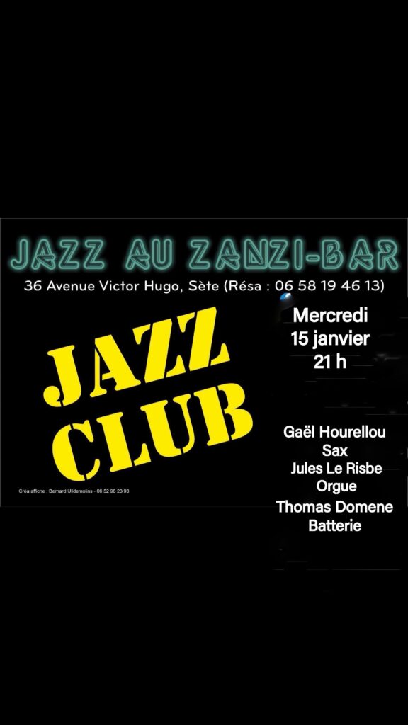 Trio jazz mercredi 15 janvier au zanzi-bar à sete 21 h